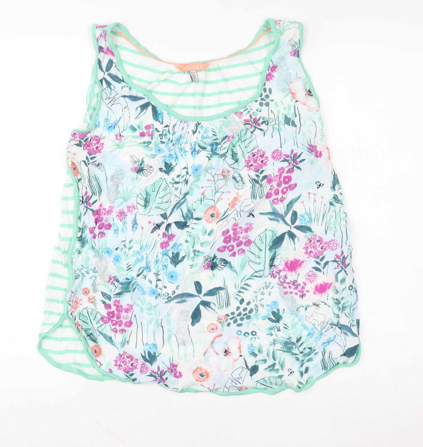 Joules Womens Multicoloured Floral Cotton Tank Top Size 14