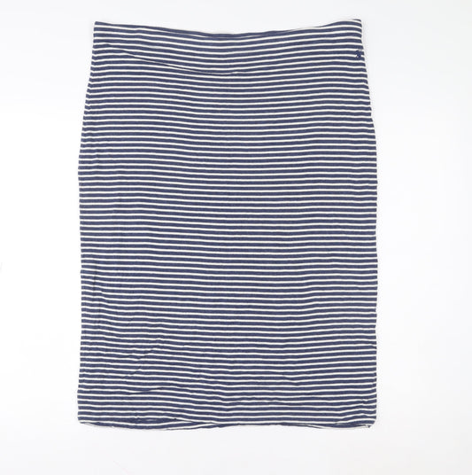 Joules Women’s Blue Striped Cotton Stretch Pencil Skirt UK18
