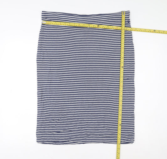 Joules Women’s Blue Striped Cotton Stretch Pencil Skirt UK18
