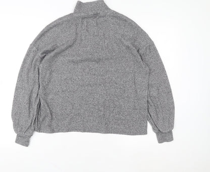 F&F Women's Grey Sequin High Neck Pullover Sweatshirt Size 12