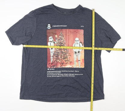 George Men's Blue Star Wars Stormtrooper Christmas 4XL Graphic T-Shirt