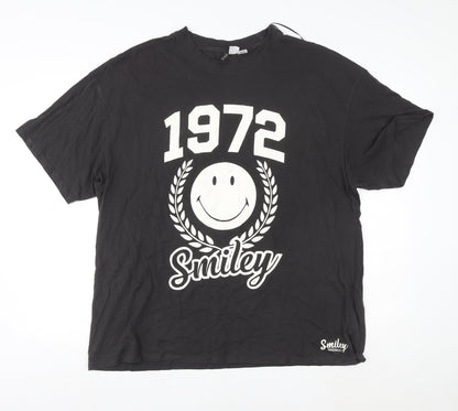 Smiley Originals Men's Black 1972 Retro Graphic T-Shirt L