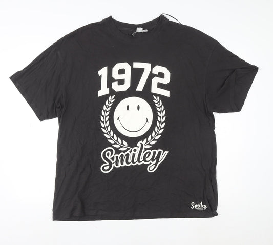 Smiley Originals Men's Black 1972 Retro Graphic T-Shirt L