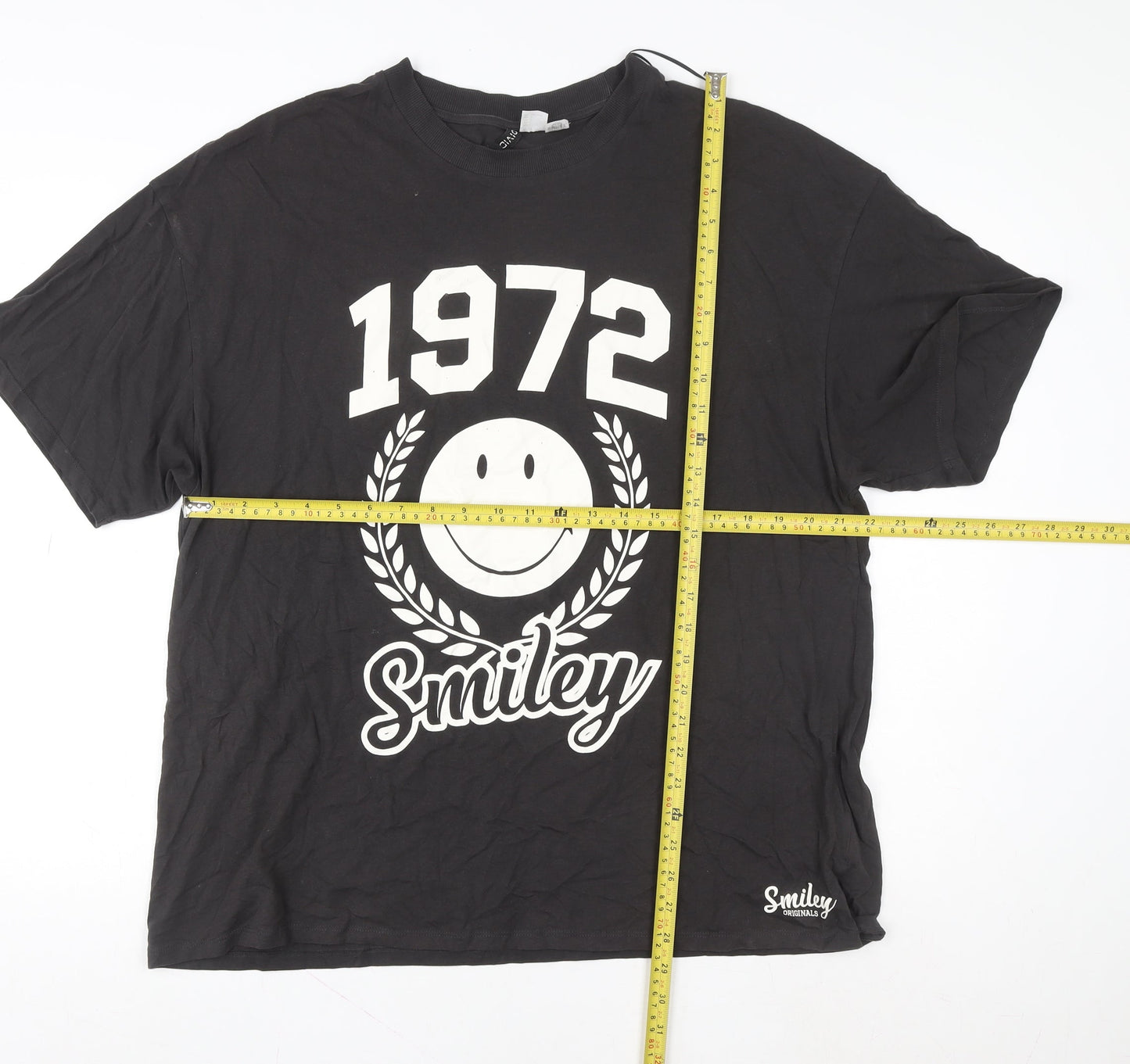 Smiley Originals Men's Black 1972 Retro Graphic T-Shirt L