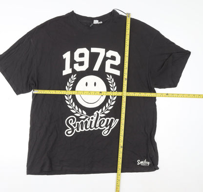 Smiley Originals Men's Black 1972 Retro Graphic T-Shirt L