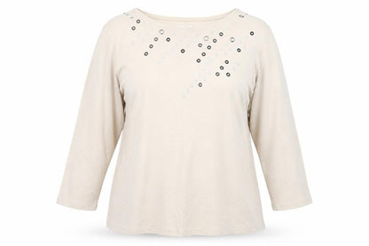 Womens UK Size 18 Julipa Beige Basic T-Shirt
