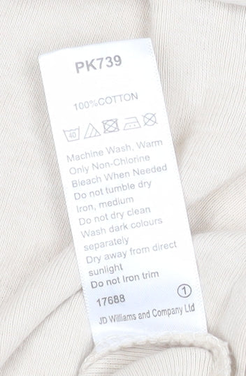 Julipa Women’s Beige Embellished 3/4 Sleeve Cotton T-Shirt Size 18