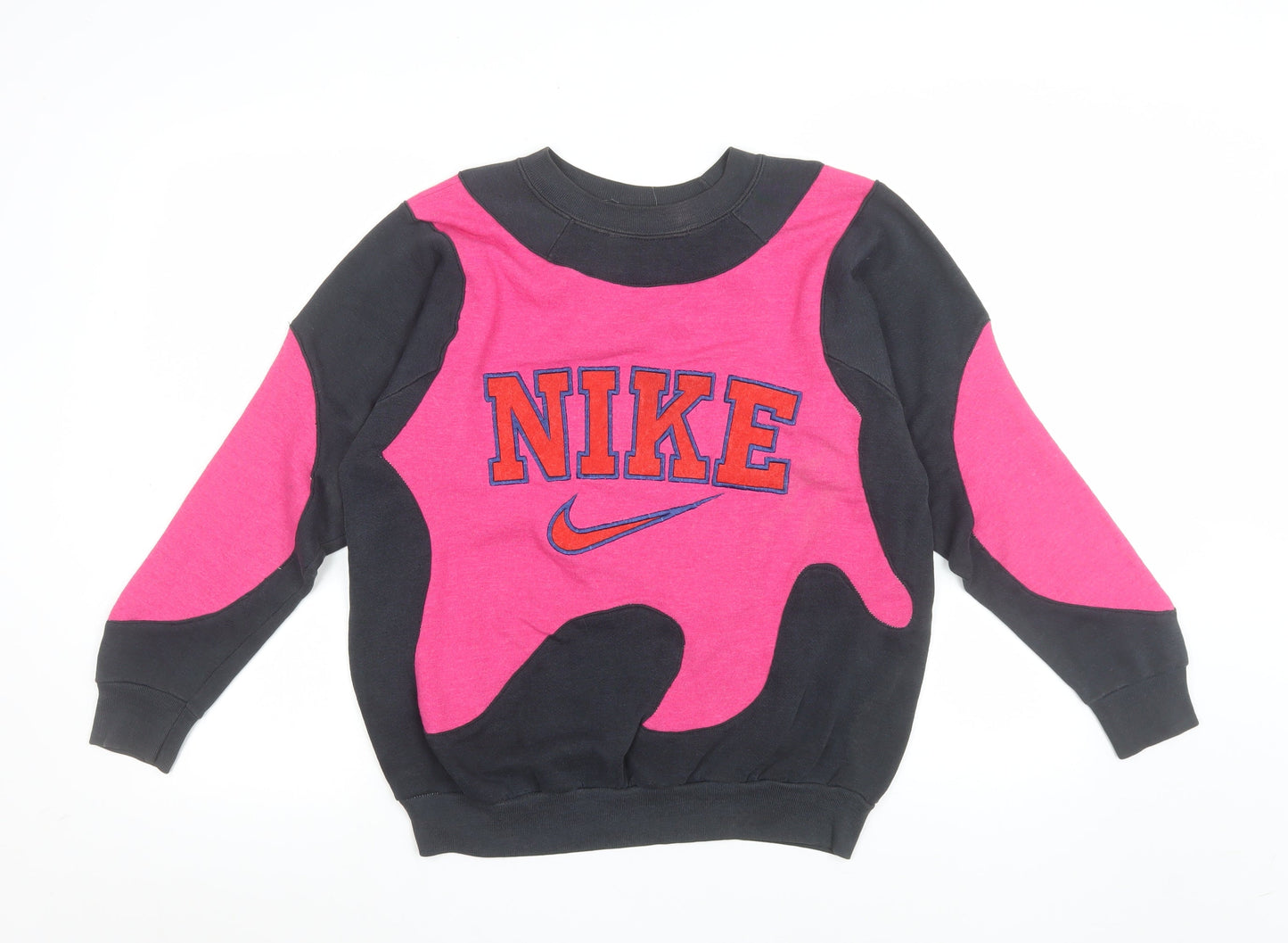 Nike Teens Black Pink Colourblock Pullover Sweatshirt L 152-158cm