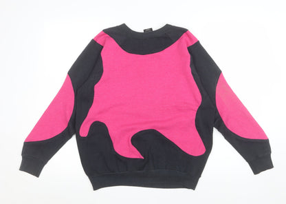Nike Teens Black Pink Colourblock Pullover Sweatshirt L 152-158cm