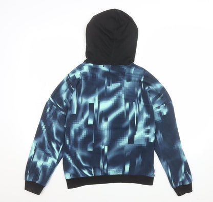 adidas Boys Blue Graphic Pullover Hoodie 11-12 Years Cotton Blend