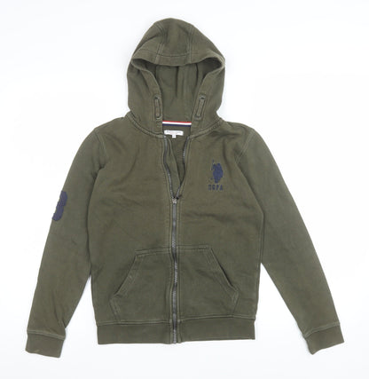 Boys UK Size 9-10 Years U.S. Polo Assn. Green Full Zip Hoodie