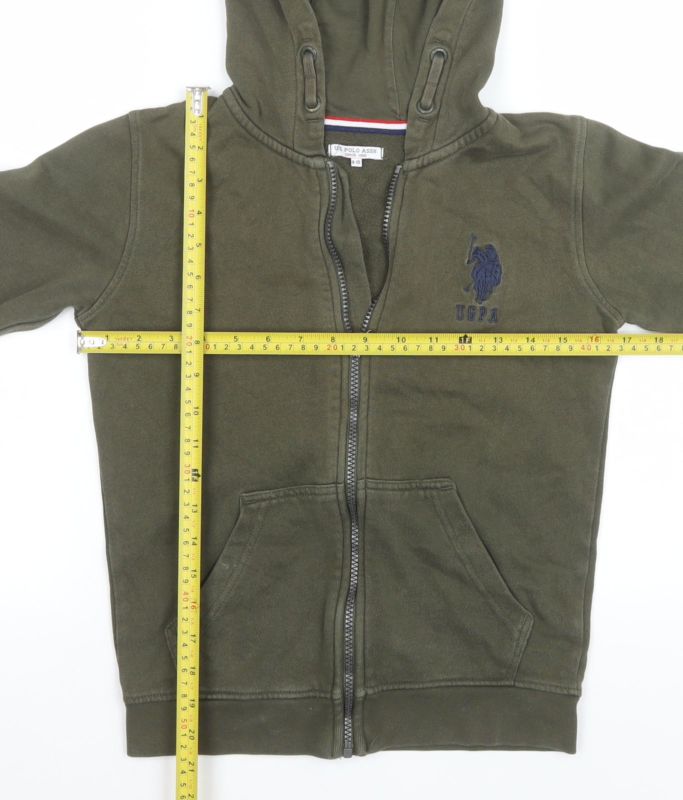 Boys UK Size 9-10 Years U.S. Polo Assn. Green Full Zip Hoodie