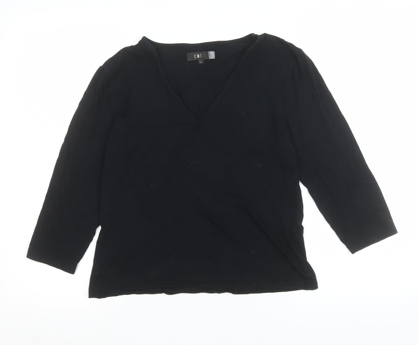 Womens UK Size L C.M.T. Black Basic Blouse