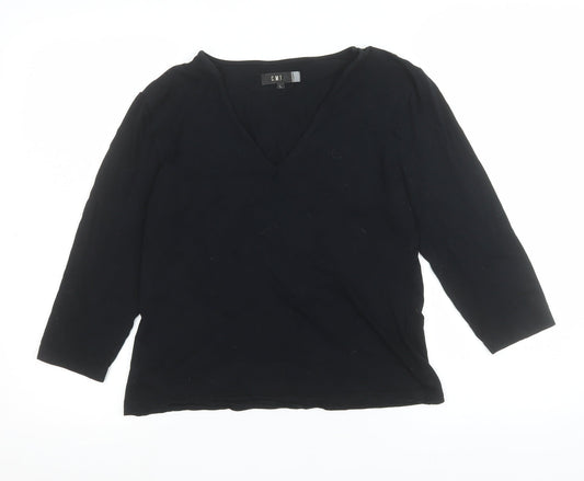 Womens UK Size L C.M.T. Black Basic Blouse