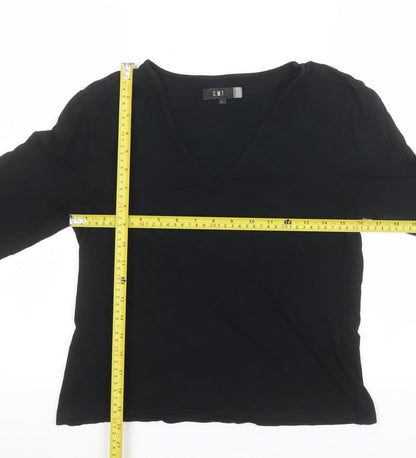 Womens UK Size L C.M.T. Black Basic Blouse