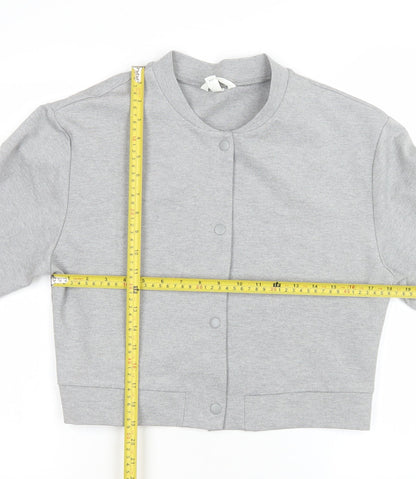 H&M Women Grey Cropped Slim Fit Bomber Jacket Size 12