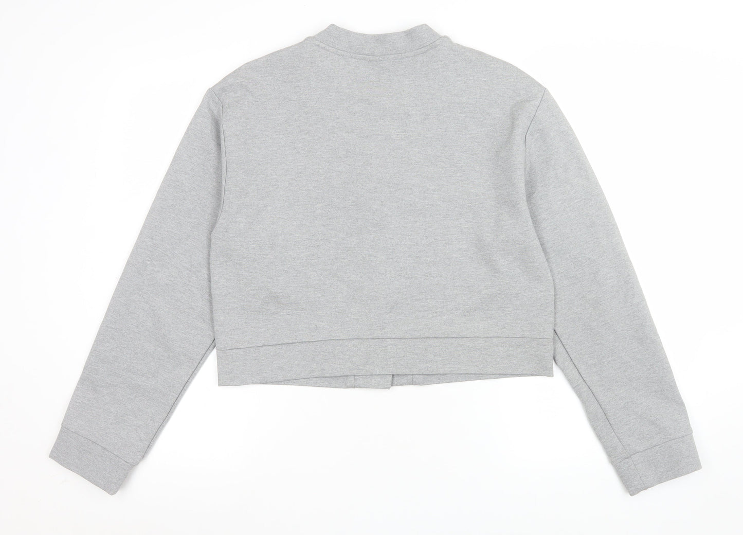 H&M Women Grey Cropped Slim Fit Bomber Jacket Size 12