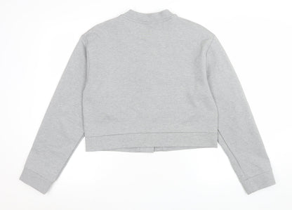 H&M Women Grey Cropped Slim Fit Bomber Jacket Size 12