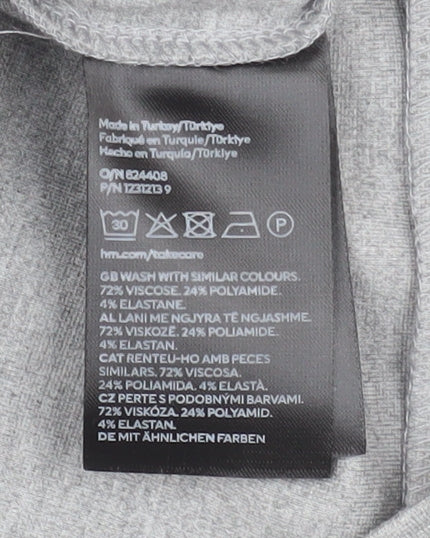 H&M Women Grey Cropped Slim Fit Bomber Jacket Size 12