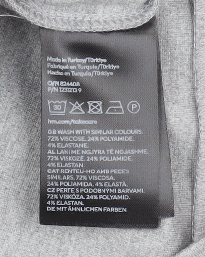 H&M Women Grey Cropped Slim Fit Bomber Jacket Size 12