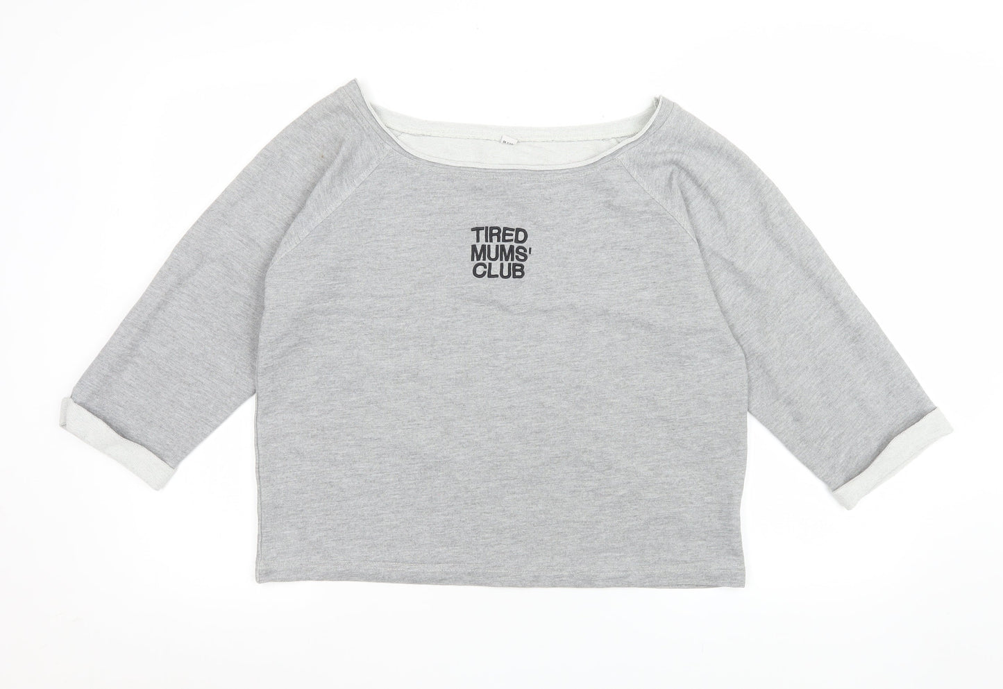 Womens UK Size S Mantis Grey Cropped T-Shirt