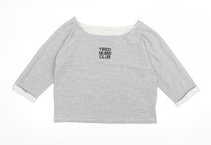 Womens UK Size S Mantis Grey Cropped T-Shirt