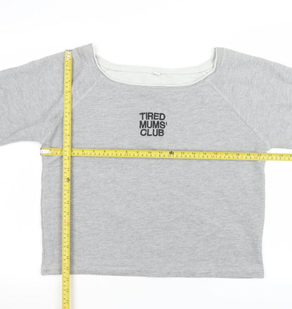 Womens UK Size S Mantis Grey Cropped T-Shirt