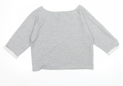 Womens UK Size S Mantis Grey Cropped T-Shirt
