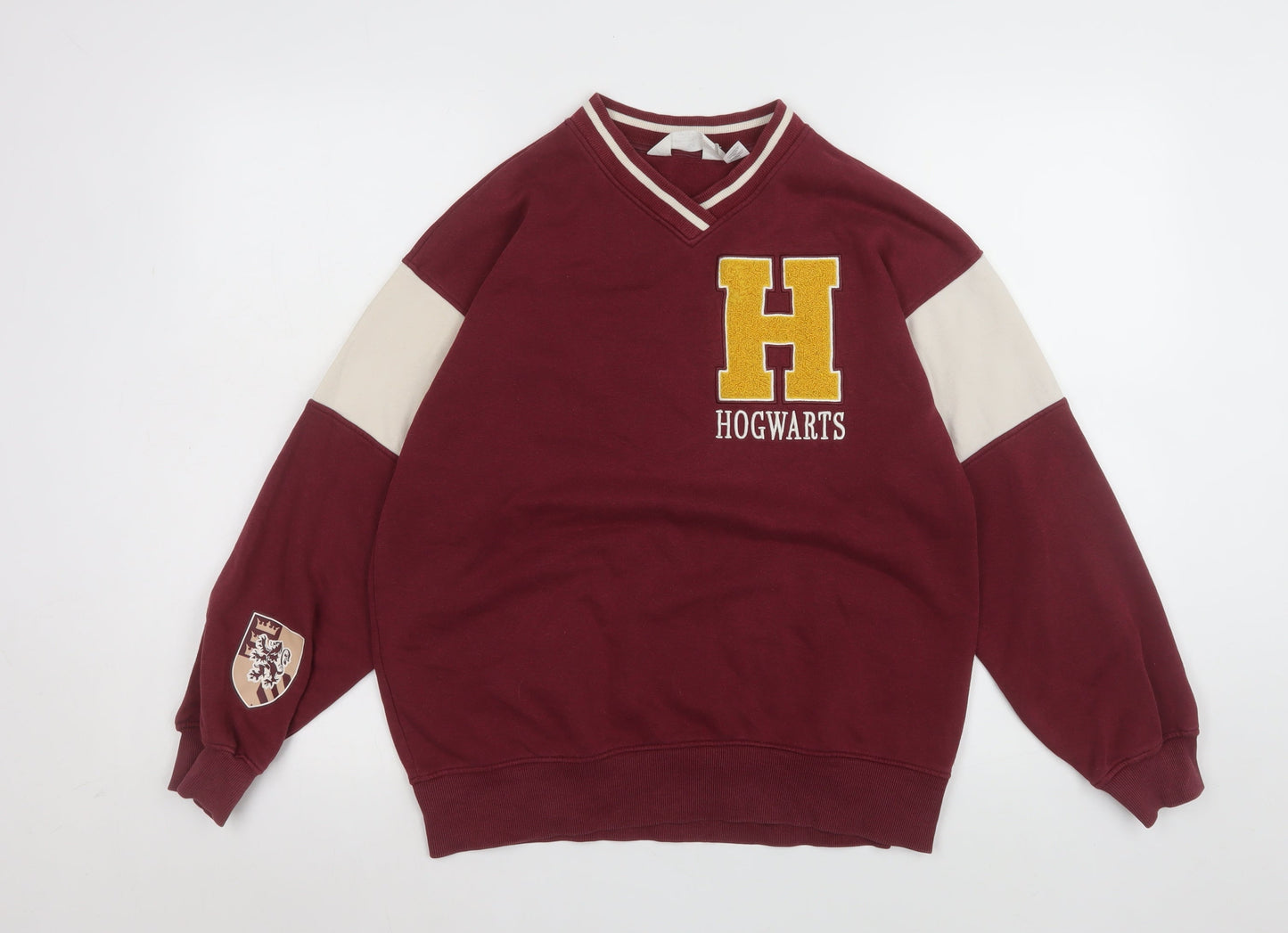 H&M Girls Red Hogwarts Sweatshirt 11-12 Years V-Neck Pullover