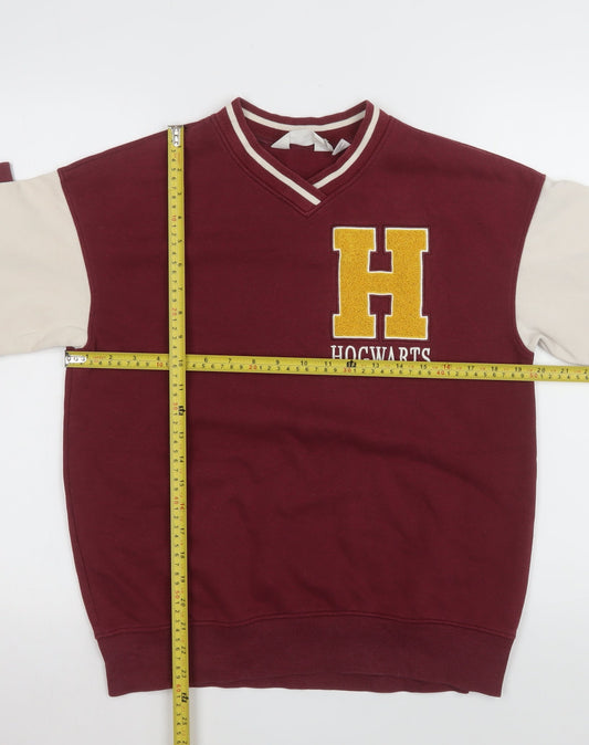 H&M Girls Red Hogwarts Sweatshirt 11-12 Years V-Neck Pullover