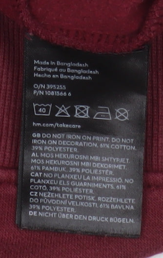 H&M Girls Red Hogwarts Sweatshirt 11-12 Years V-Neck Pullover