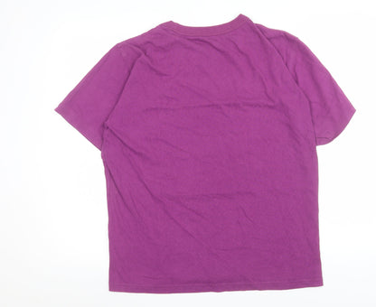 Uniqlo Men Purple Crew Neck Short Sleeve Cotton T-Shirt M