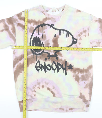 H&M Girls Snoopy Tie Dye Sweatshirt Multicoloured 11-12 Years Pullover