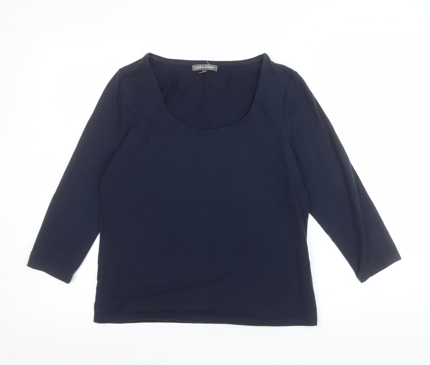 Laura Ashley Women's Blue Cotton Jersey 3/4 Sleeve T-Shirt UK 12