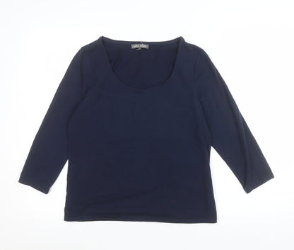 Laura Ashley Women's Blue Cotton Jersey 3/4 Sleeve T-Shirt UK 12
