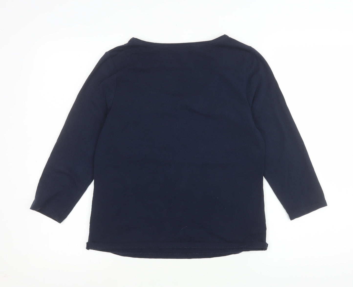 Laura Ashley Women's Blue Cotton Jersey 3/4 Sleeve T-Shirt UK 12