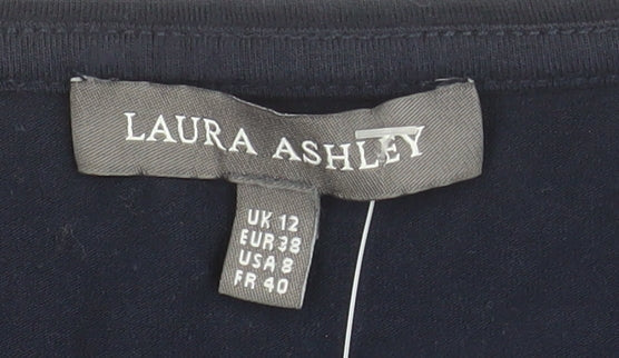 Laura Ashley Women's Blue Cotton Jersey 3/4 Sleeve T-Shirt UK 12