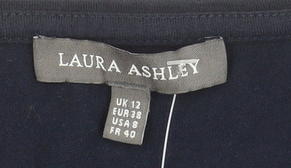 Laura Ashley Women's Blue Cotton Jersey 3/4 Sleeve T-Shirt UK 12