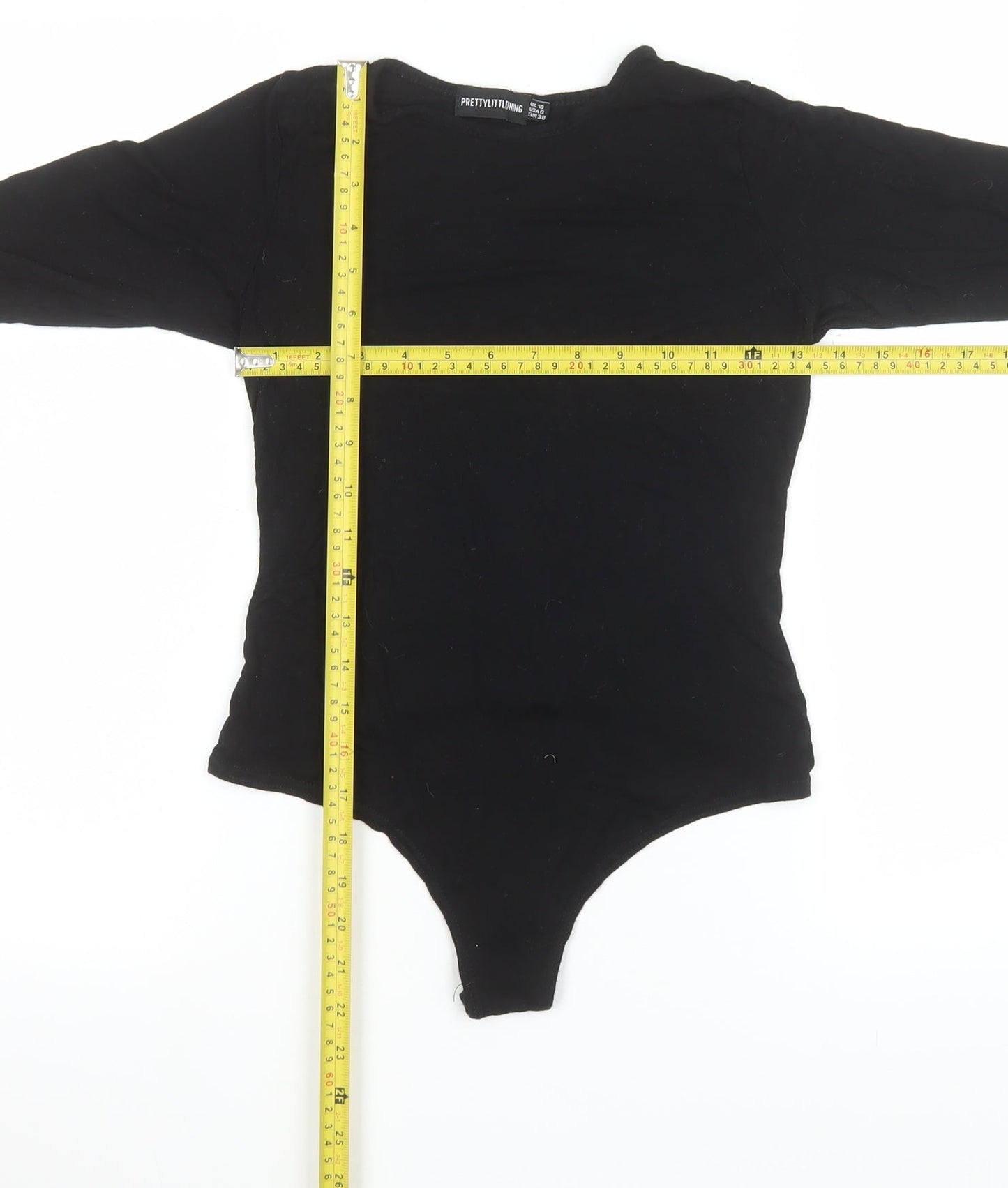 PrettyLittleThing Women's Black Long Sleeve Bodysuit Size 10