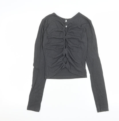 Womens UK Size XS THE KRIPT Black Cropped Blouse