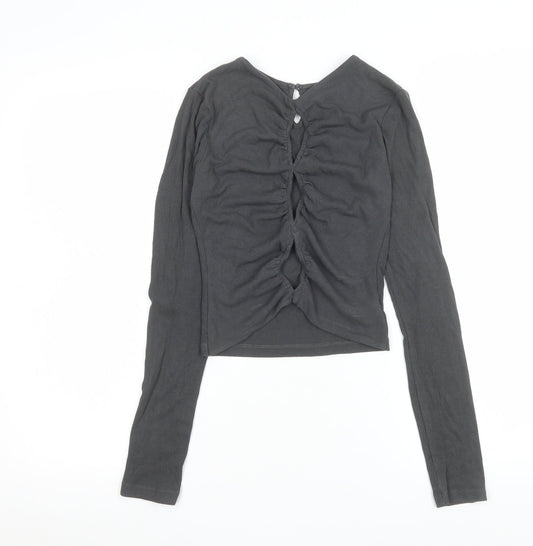Womens UK Size XS THE KRIPT Black Cropped Blouse