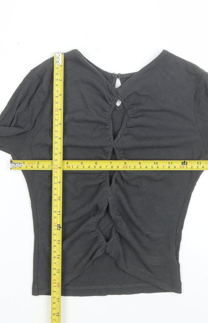 Womens UK Size XS THE KRIPT Black Cropped Blouse