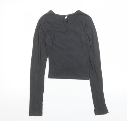 Womens UK Size XS THE KRIPT Black Cropped Blouse