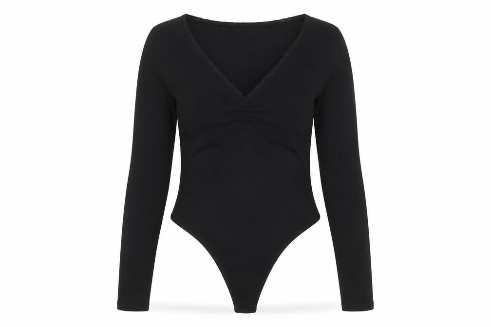 Womens UK Size 14 ASOS Design One-Piece Black Bodysuit
