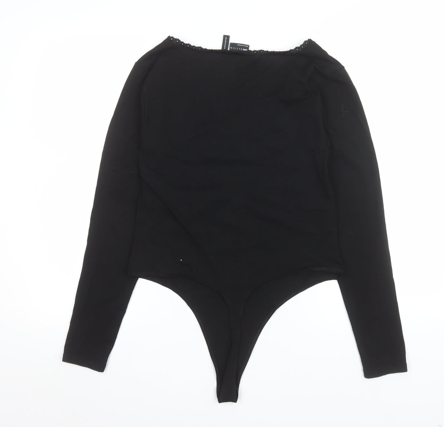 Womens UK Size 14 ASOS Design One-Piece Black Bodysuit
