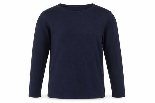 Front view of Marks & Spencer Men's Navy Long Sleeve Crew Neck T-Shirt, size 22, Regular Fit