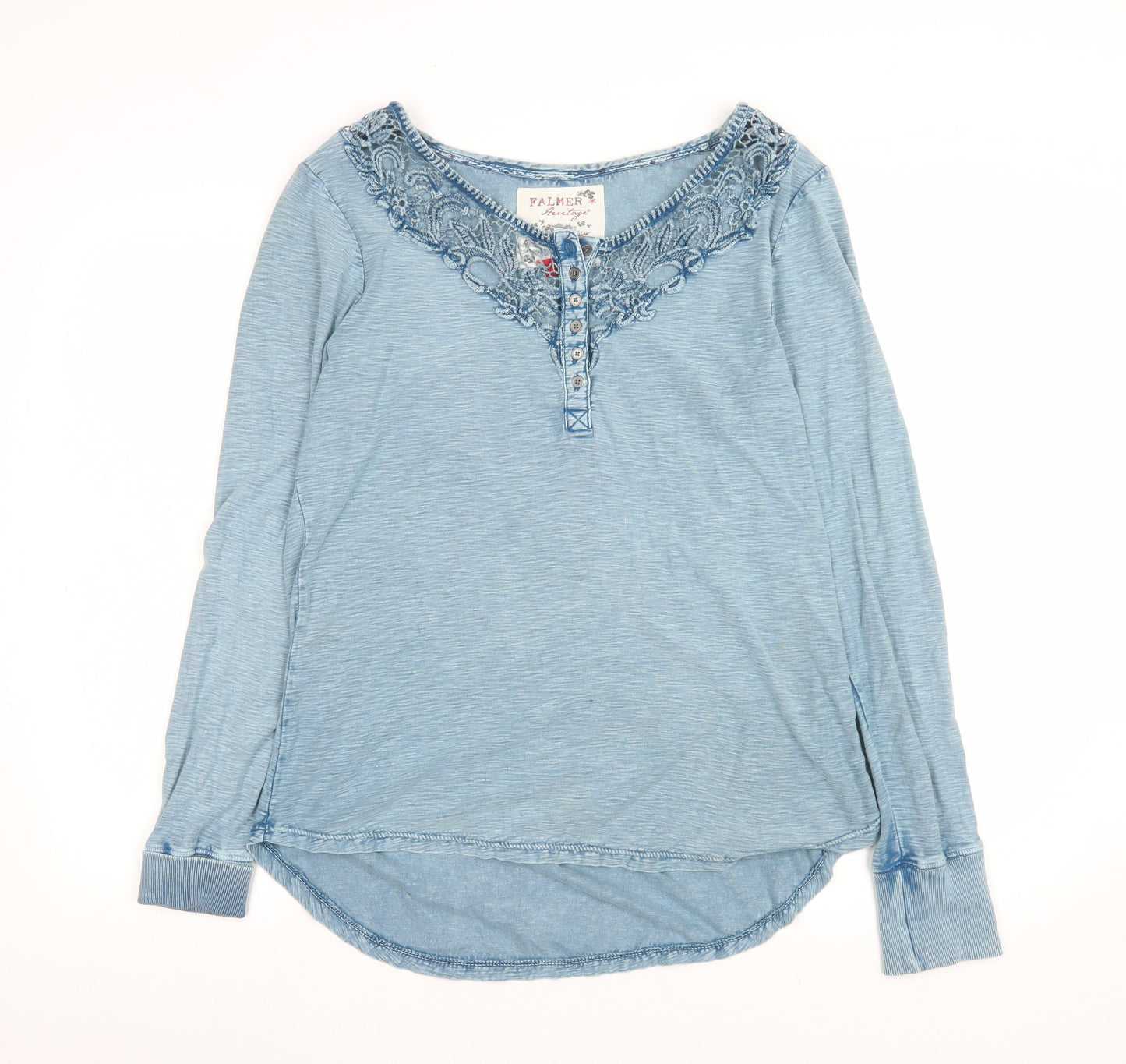 Falmer Heritage Women’s Blue Embroidered Cotton Long Sleeve Blouse Size 12