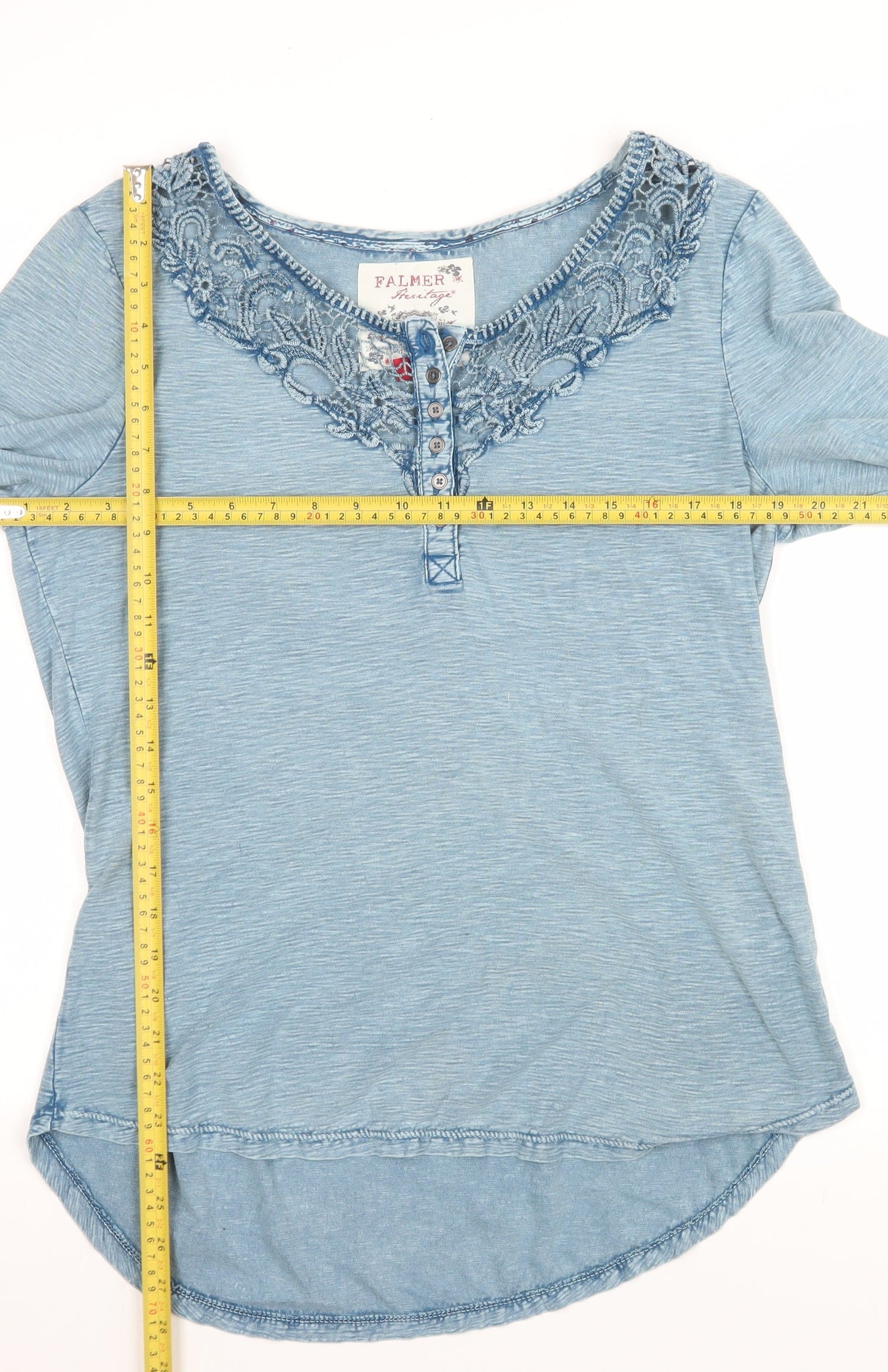 Falmer Heritage Women’s Blue Embroidered Cotton Long Sleeve Blouse Size 12