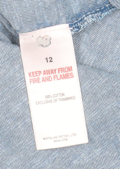 Falmer Heritage Women’s Blue Embroidered Cotton Long Sleeve Blouse Size 12