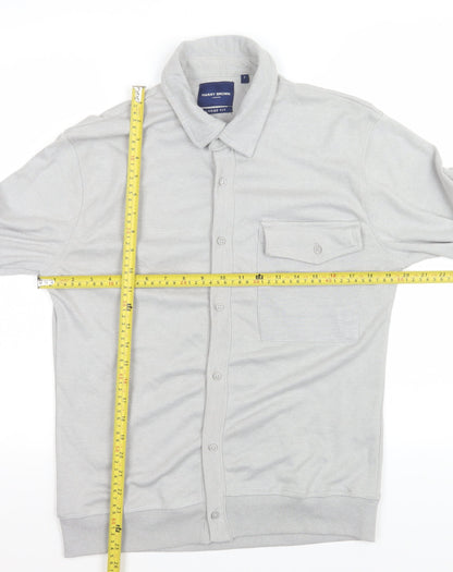 Harry Brown Men’s Grey Loose Fit Long Sleeve Button-Up Shirt Size S